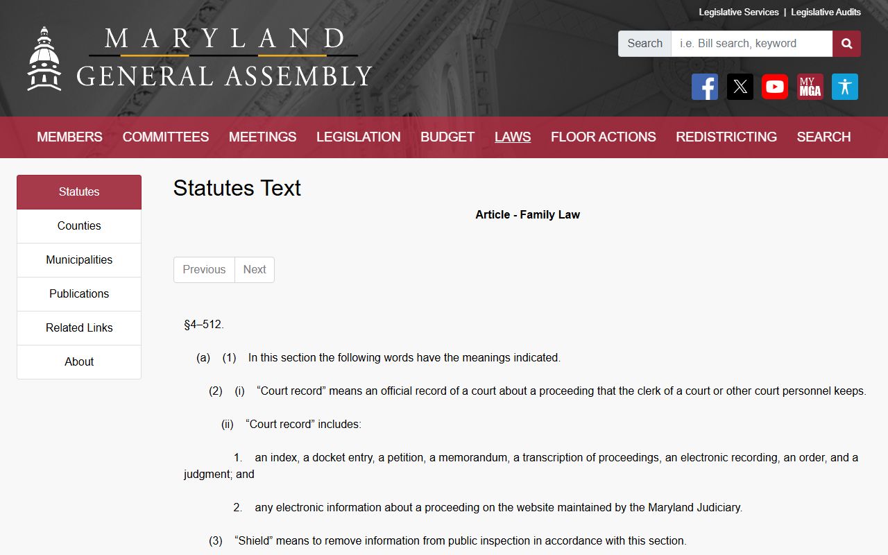 Maryland protective order shielding statute used in Frederick County records