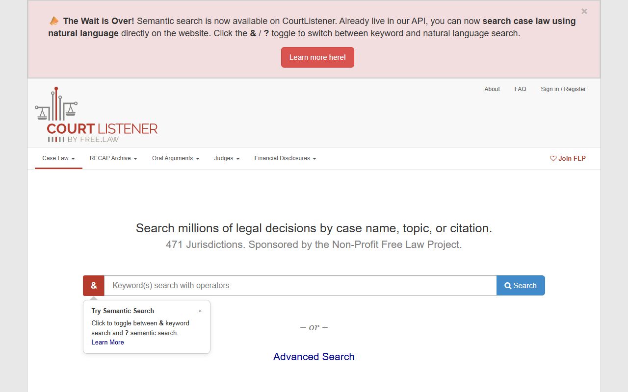 CourtListener free federal court records search for Frederick County