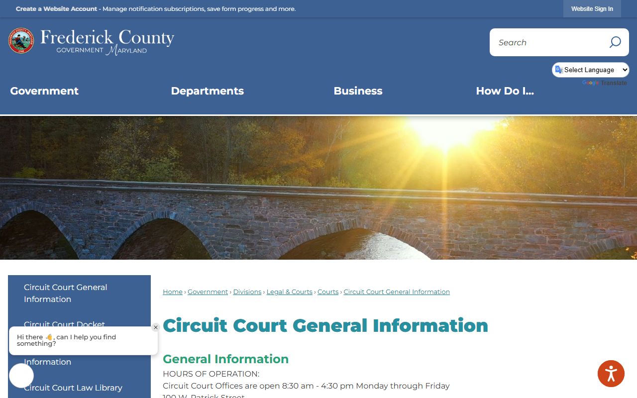 Frederick County Circuit Court general information and court records contacts
