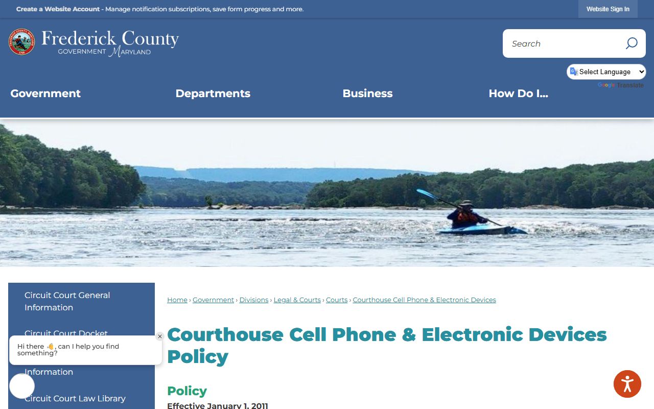 Frederick County courthouse electronic device policy for court records visitors