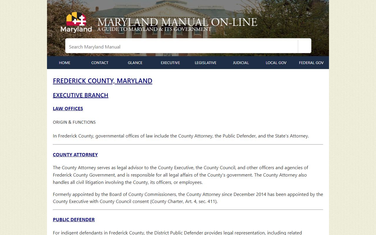 Frederick County law offices listing for released inmate legal help