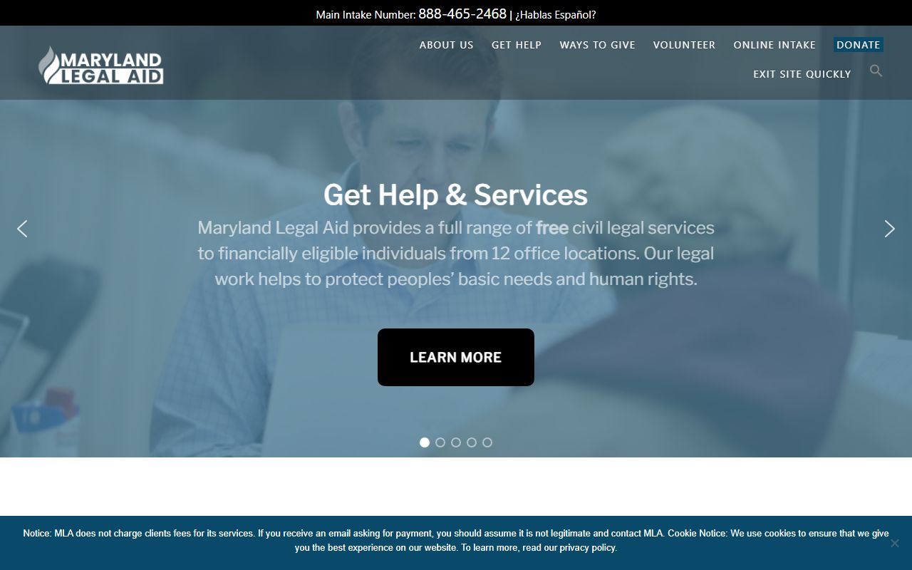 Maryland Legal Aid page for Frederick County court records help
