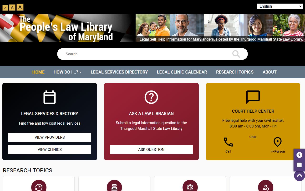 People's Law Library used for Frederick County court records self-help