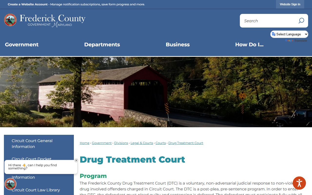 Frederick County Adult Drug Treatment Court records and program page